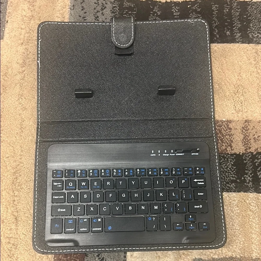 Black Folio Tablet Keyboard Case with Built-in QWERTY